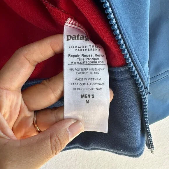 Patagonia Soft Shell Jacket Mens Medium Blue Full Zip Hiking Camping Outdoors - Picture 11 of 14